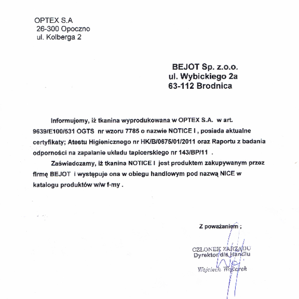 nice - oswiadczenie nazwa